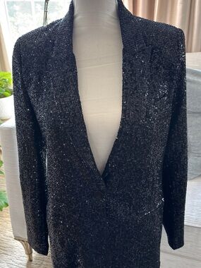 Elie Tahari Black Sequin Blazer Jacket